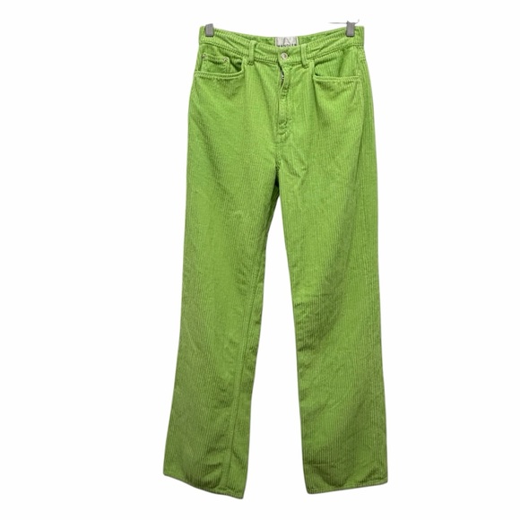 Wandler Pants - Wandler High Waisted Bright Green Rose Fit Corduroy Trousers Size 28